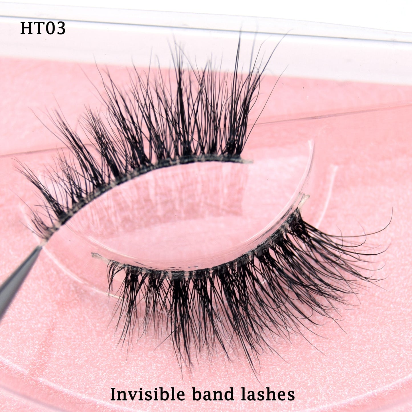 Half Lashes Transparent Stalk Invisible Band Mink Lashes Natual Wispy Half Mink eyelashes Reusable False Eyelashes