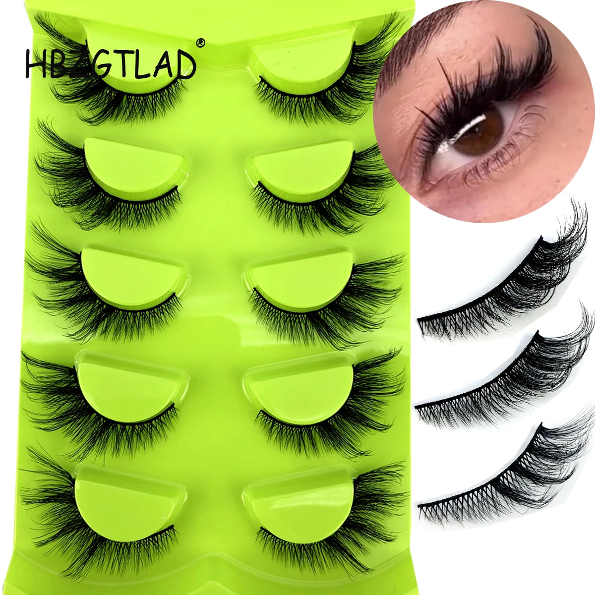 3D Cat-Eye Mink Eyelashes Curled Winged Natural Realistic Messy End Eye Elongated Thick False Eyelashes Soft Fake Eyelashes