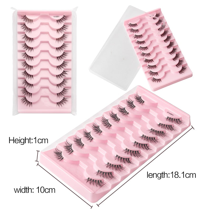 Half Eey Lashes 3/5/10 Pairs Faux Mink Lashes Natural False Eyelashes Wispy Fluffy Eyelash Extension