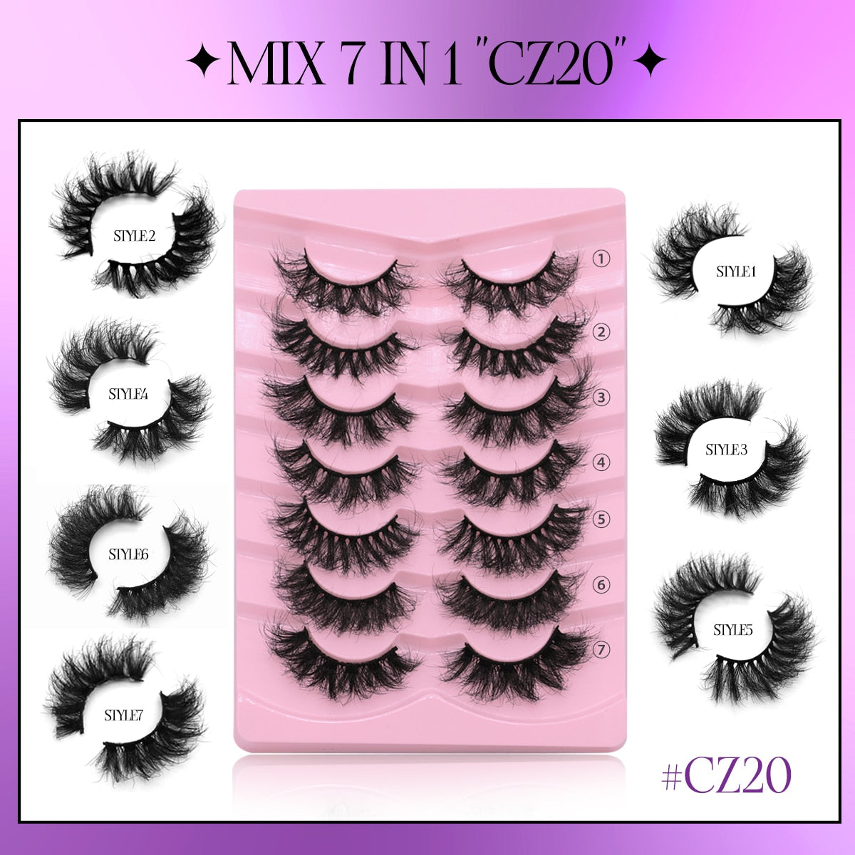 7 Pairs Fluffy Mink Lashes Eyelashes Thick Long Faux Mink Eyelashes Long Lasting Dramatic Volume lashes Extension