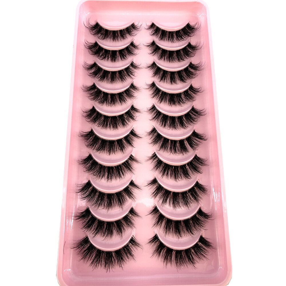 Mink Eyelashes 10 pairs lashes invisible band 3d mink lashes reusable natural false eyelashes