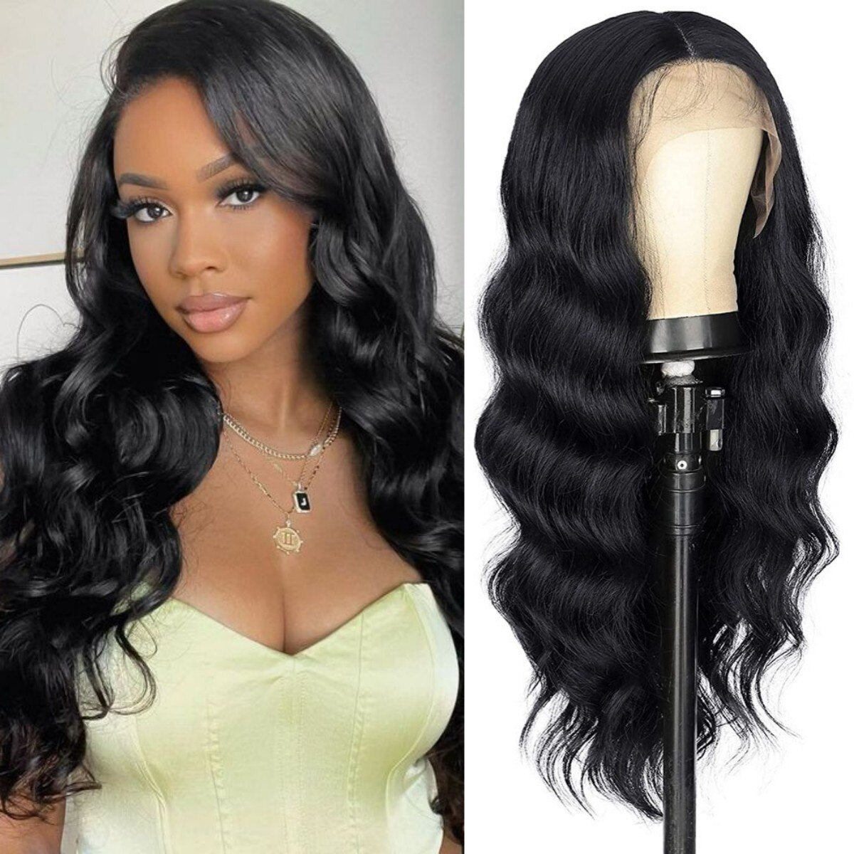 Body Wave Lace Front Wigs Synthetic Reddish Brown Wig For Women Omber Red Lace Frontal Wig Pre Plucked With Baby Hair Cosplay