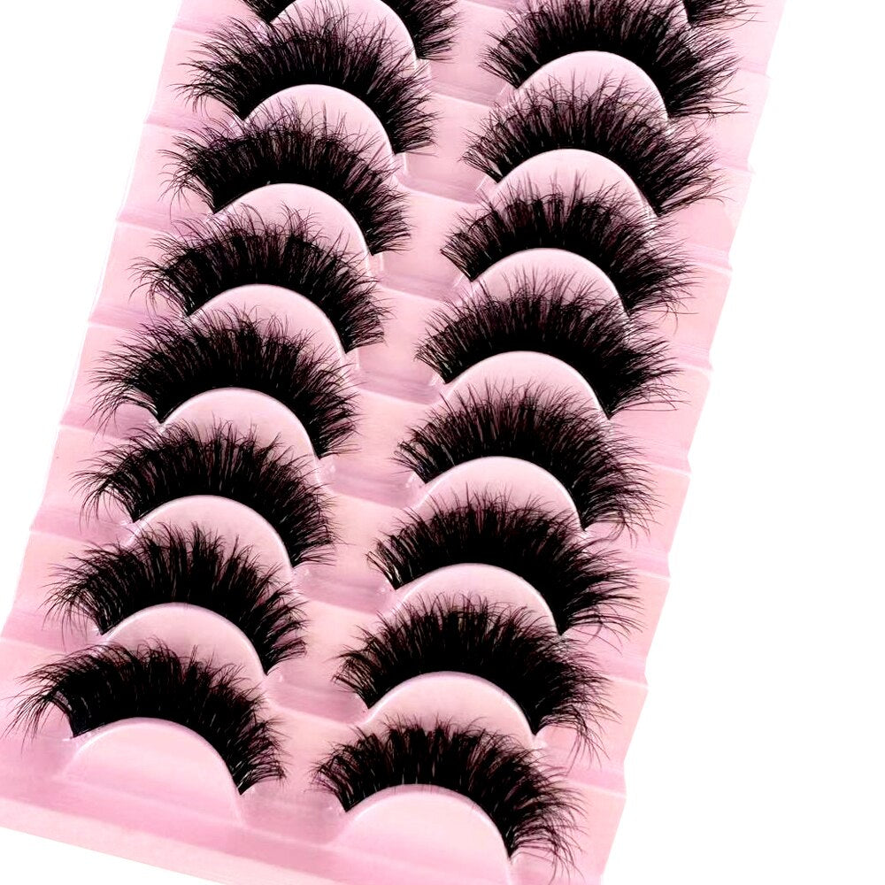 10Pairs 5D Mink Eyelash Winged Thick Long Eyelashes Handmade Transparent Terrier 3dLashes Messy Cross Lash For Eyelash Extension