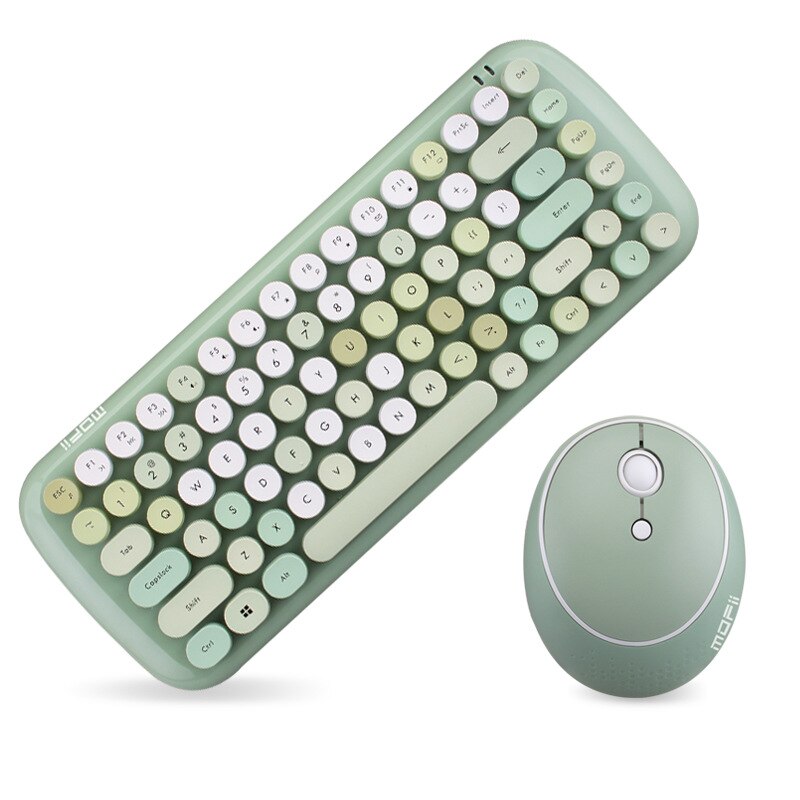 Cute Pink Wireless Keyboard Office Mouse 2.4G Keyboard and Mouse Set Round Key Cap Girly Pink Keyboard Mini Gaming