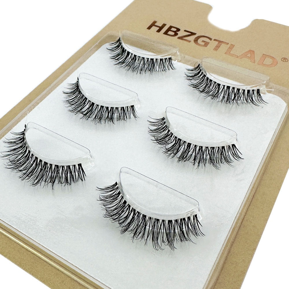 3Pairs Mink Lashes 3D Mink Eyelashes Invisible Band Natural Black Mink False Eyelash Full Strip cilios posticos Reusable