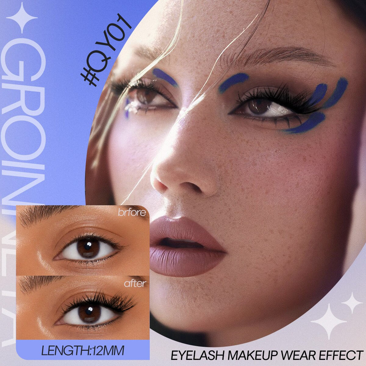 Cat eye Eyelashes 3D Natural False Lashes Fluffy Soft Cross 6 pairs Clear Band Lashes Manga Lashes Wispy Eyelash