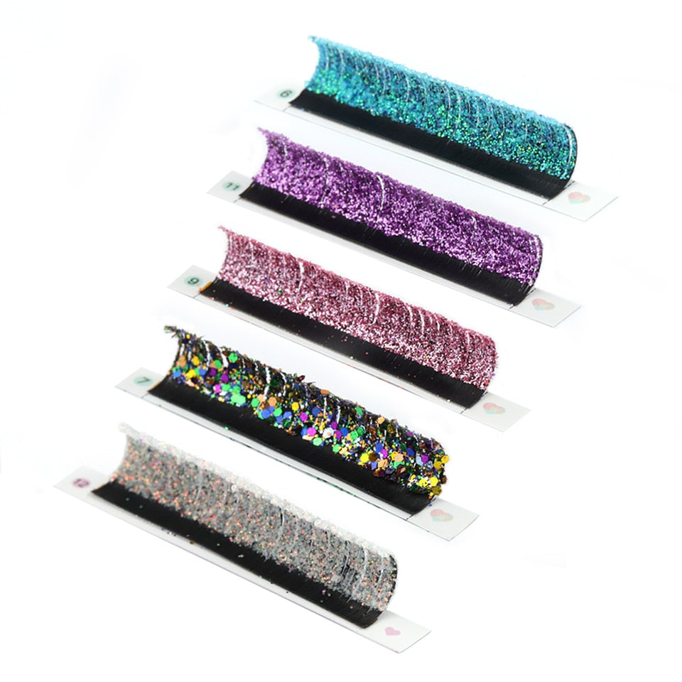 Mix Color Glitter Lashes Shiny Colorful Russian Volume Individual Eyelash Extensions Colors Glitter Lashes