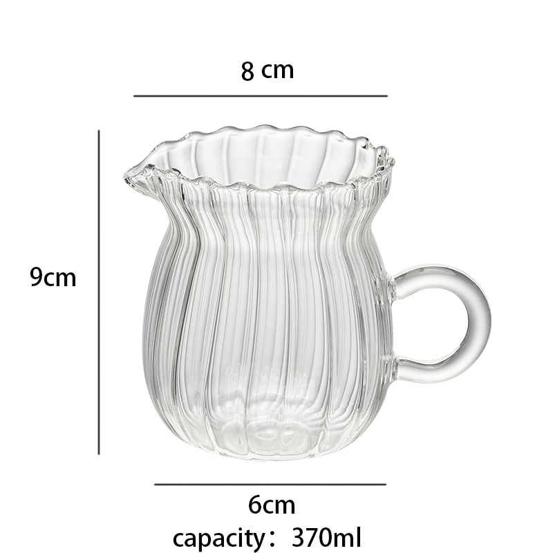 Nordic Transparent Glass Coffee Milk Jug Set With Handle Espresso Coffee Frothing Cup Tea Pitcher Separator Cafe Drinkware