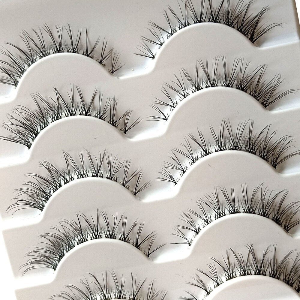 5 Pairs 3D Faux Mink Lashes Invisible band Lashes Natural short Transparent Terrier Lashes Clear Band Soft Eyelashes Extension