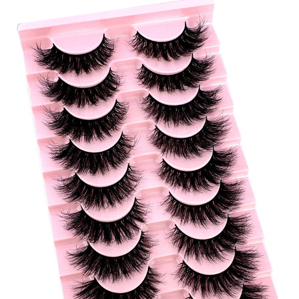 10 pairs 3D Faux Mink Lashes Wispy Natural False Eyelashes Dramatic Volume Lashes Eyelash Extension
