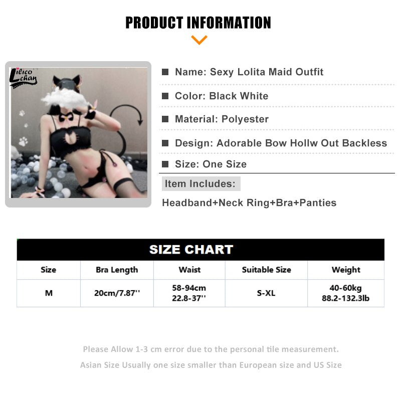 Japanese katze Cat Women Cosplay Maid Outfit Love Hollow Out Costumes Cute Lolita Bra Set Kawaii Underwear Sexy Lingerie