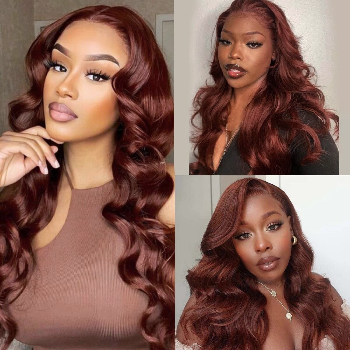 Body Wave Lace Front Wigs Synthetic Reddish Brown Wig For Women Omber Red Lace Frontal Wig Pre Plucked With Baby Hair Cosplay