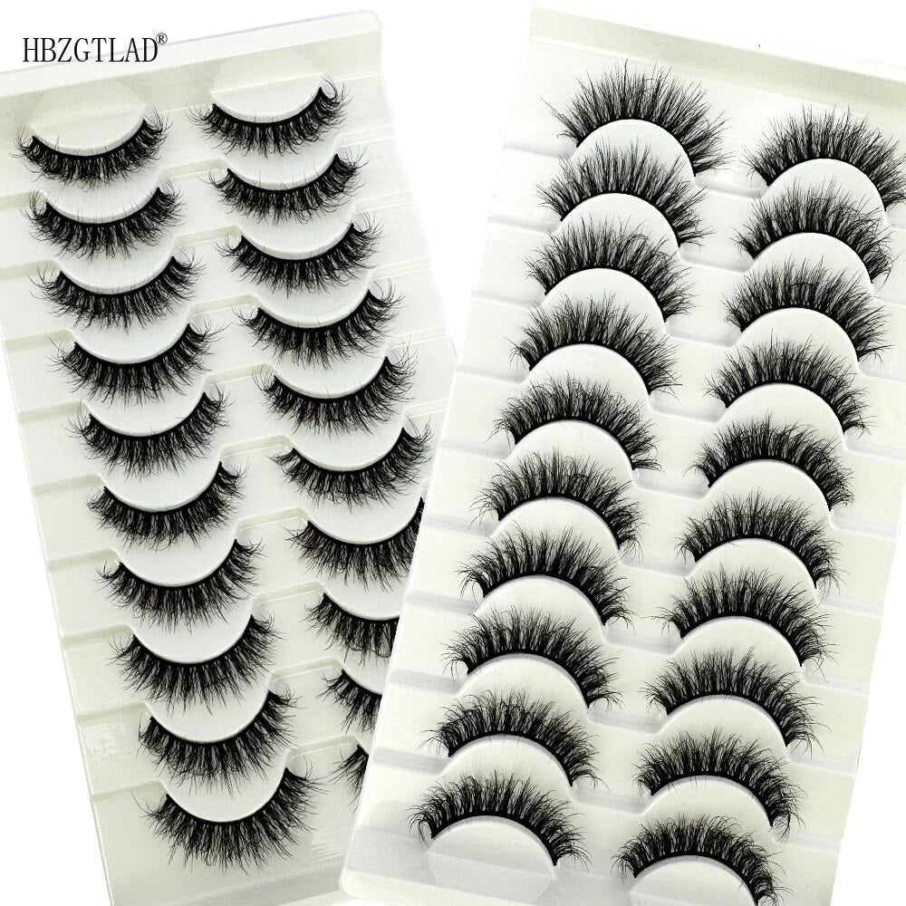 10Pairs Fluffy Lashes 3d Mink Lashes 100% Cruelty Free Lashes Handmade Reusable Short Natural Eyelashes Maquillaje Eyelashes Mink