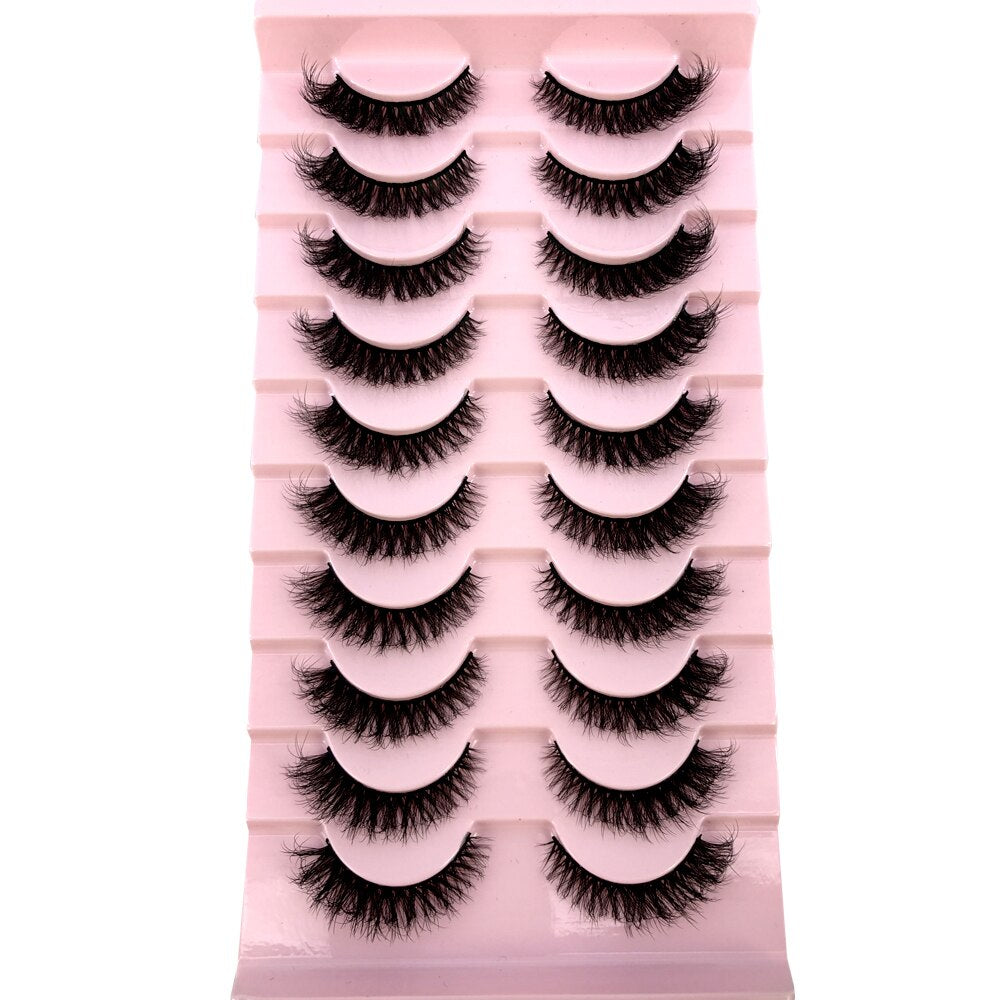 10 Pairs Fake Eyelashes Natural Cils Thick False Eyelashes Cross Eye Lashes Reusable Eyelash