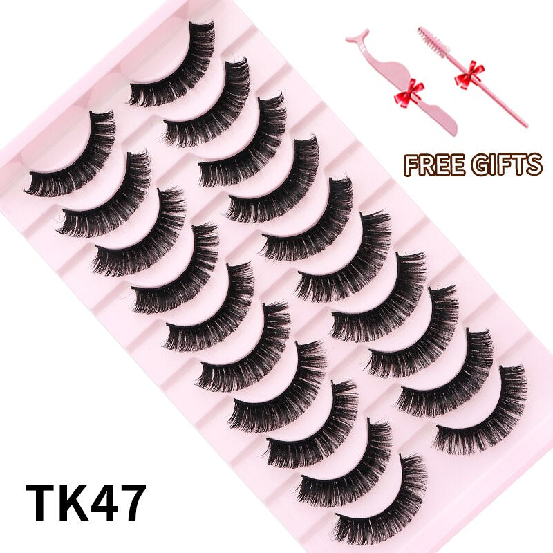 3D Mink Eyelashes Russian False Eyelashes DD Curl 10-23mm Reusable Fluffy False Eyelashes Extensions Mink Lashes