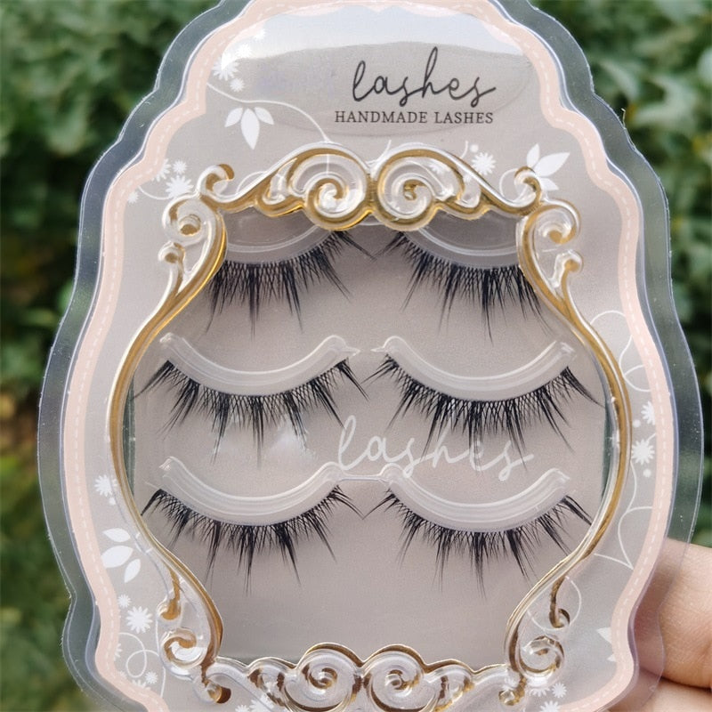 3Pairs Half Eey Lashes 3D Natural Lashes Natural False Eyelashes Wispy Fluffy Eyelash Extension