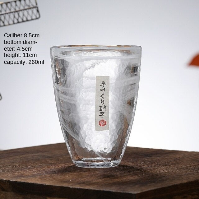 Japan Tsukiyeye Kobo Handmade Glass Smudge Hammered Glass Water Cup Wine Glass Tea Cup Red Wine Glass Vodka Artwork Sake Tumbler