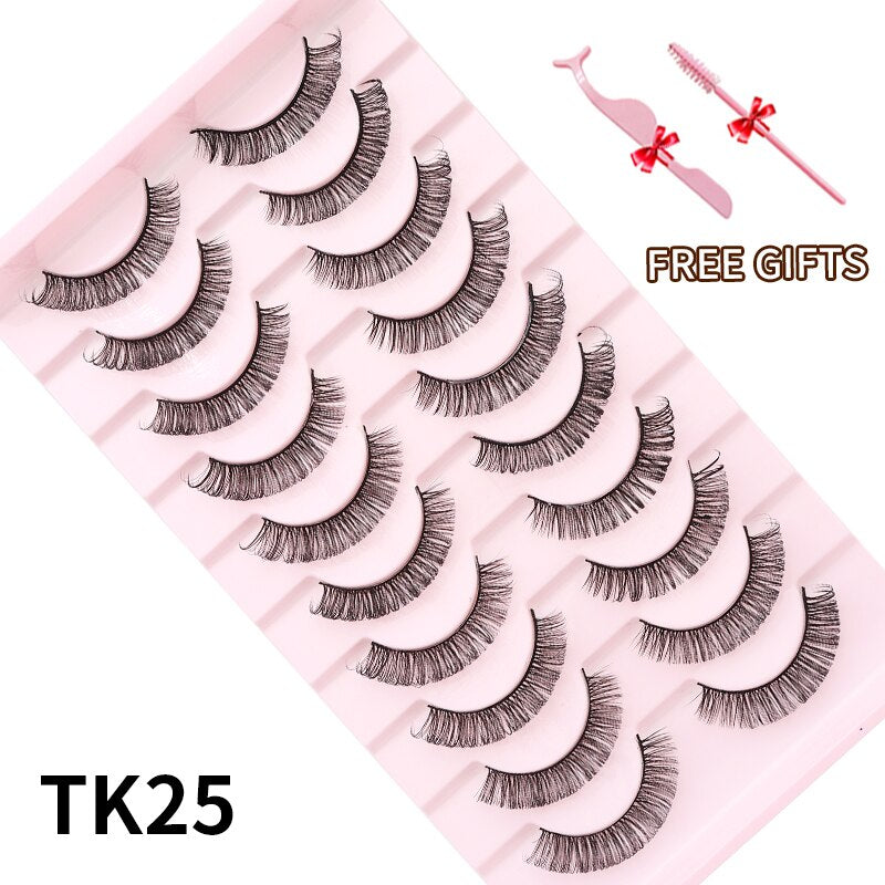 3D Mink Eyelashes Russian False Eyelashes DD Curl 10-23mm Reusable Fluffy False Eyelashes Extensions Mink Lashes