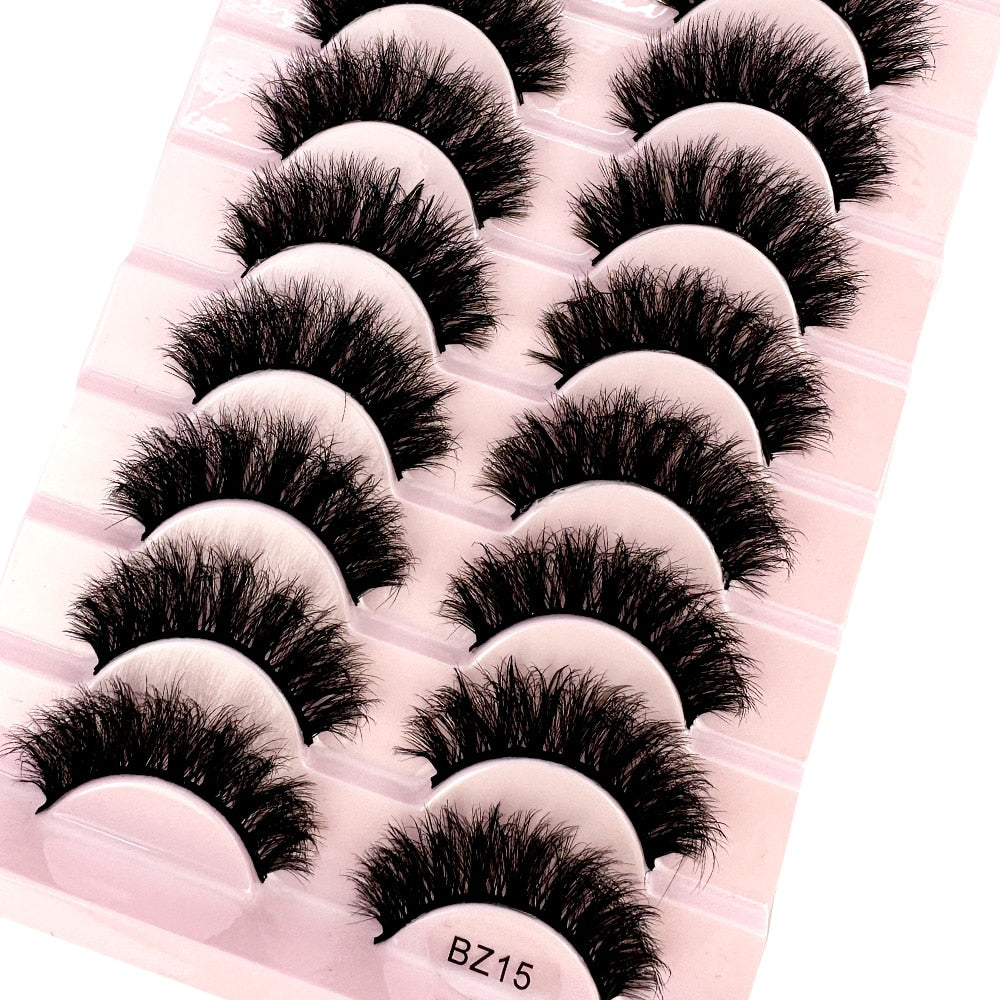 10 pairs 3d faux mink false eyelashes natural long messy fake eyelashes crisscross lashes extension fluffy eye lashes