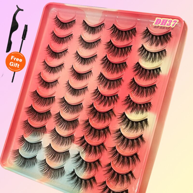 Eyelashes 20Pairs 3D Mink Lashes Fluffy Soft Wispy Natural Cross False Eyelashes Reusable Eyelash Extension