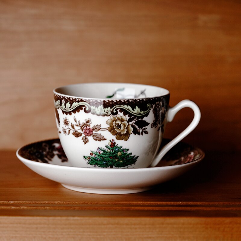 Christmas Tree Ceramic Tableware Vintage Dish and Bowl Steak Salad Dessert Plate Coffee Milk Tea Cup