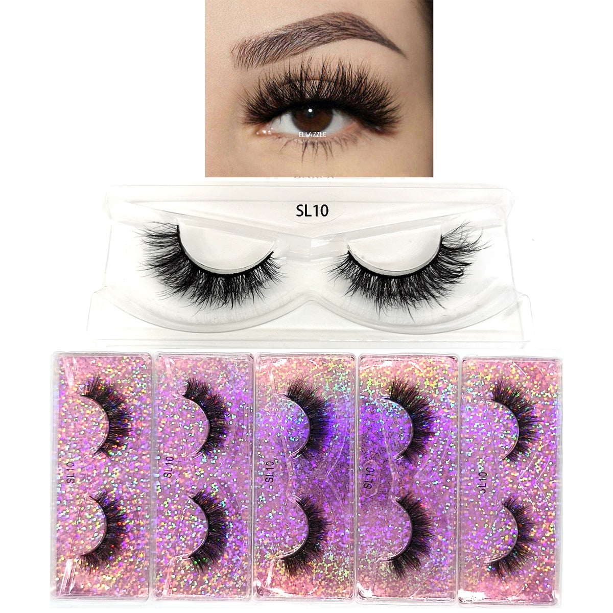 5 Pairs 3D Mink Lashes Fluffy Soft Wispy Natural Cross Eyelash Extension Reusable Lashes