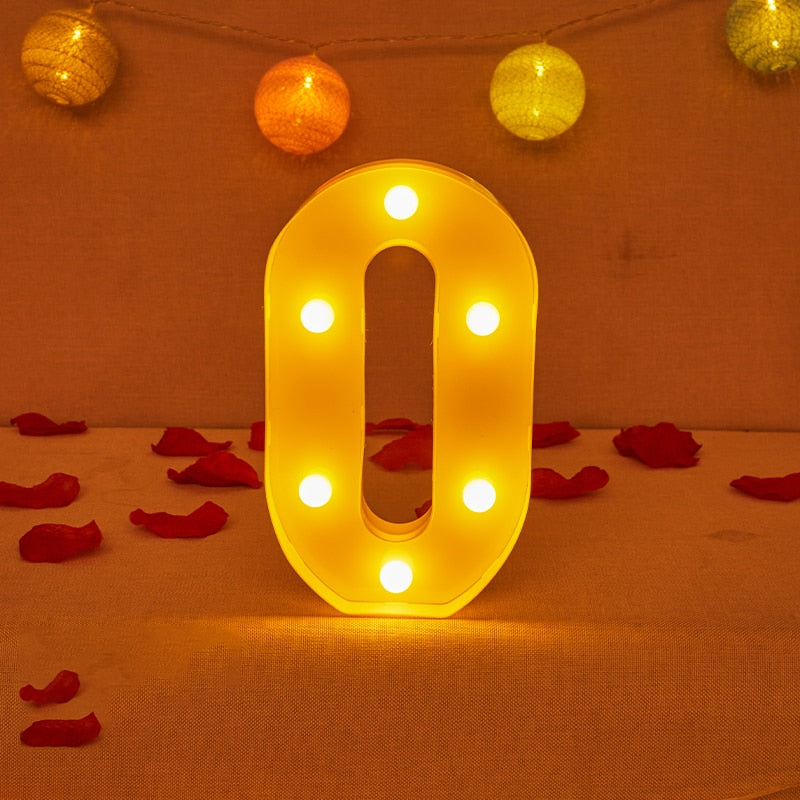 Alphabet Letter LED Lights Luminous Number Lamp Decor Battery Night Light for home Wedding Birthday party Decoration