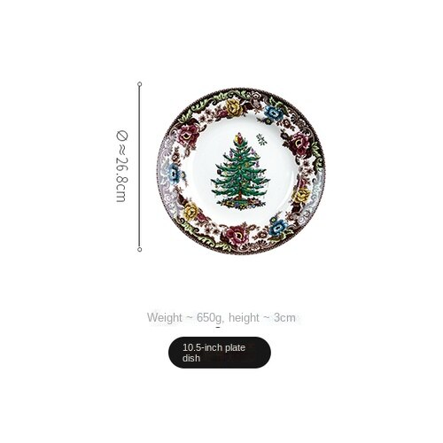 Christmas Tree Ceramic Tableware Vintage Dish and Bowl Steak Salad Dessert Plate Coffee Milk Tea Cup