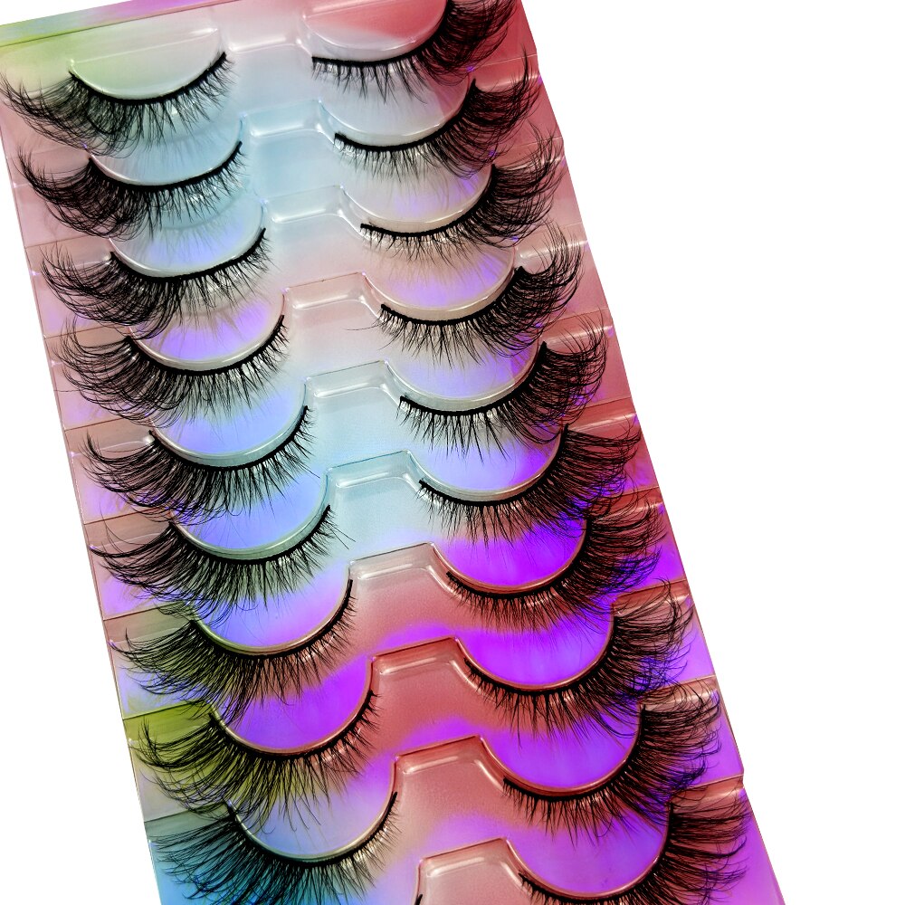 10 Pairs 3d False Eyelashes Cat Eye Wispy end eye elongated Thick Mink Lashes 5D Fluffy Natural Long Short Fake Lashes
