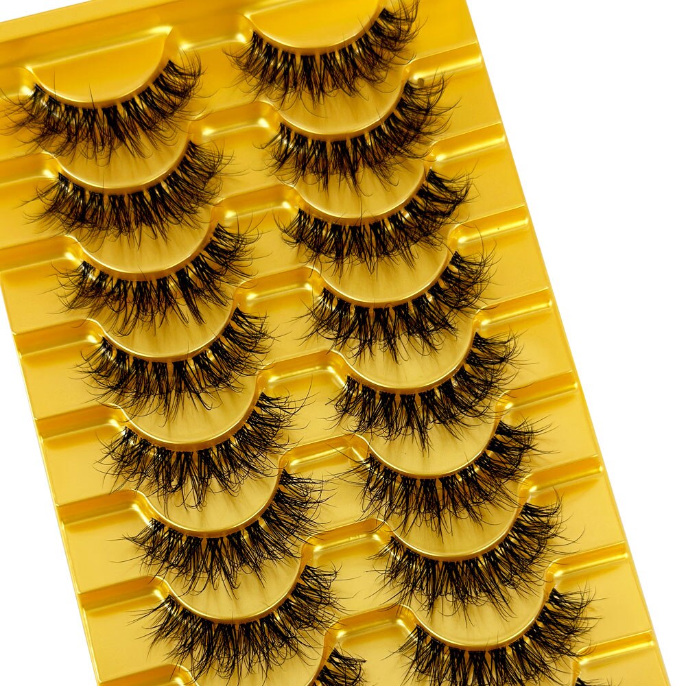 Manga Lashes 10 Pairs cosplay 3D Faux Mink Lashes Natural short Full Strip Lashes Clear Band Natural Eyelashes Extension