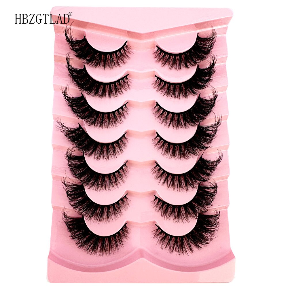 Cat Eye Fluffy lashes Faux Mink Eyelashes Long 7 Pairs Fluffy Mink Lashes Dramatic Volume lashes Extension