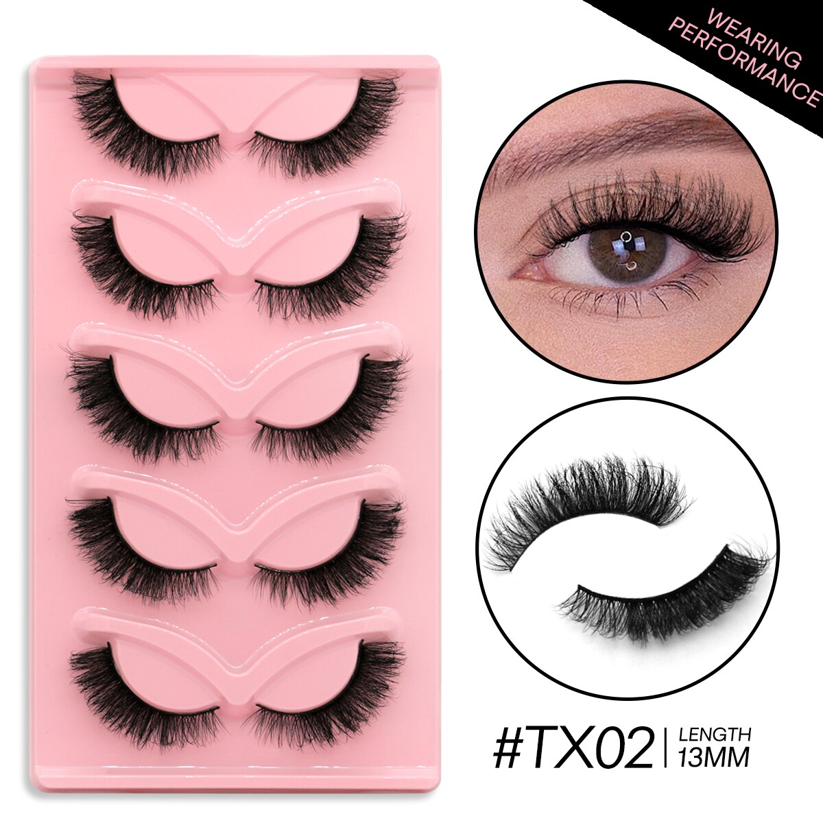 3D Mink Lashes Faux Mink Fluffy Lash 5 Pairs False Eyelashes Cat Eye Thick Mink Lashes Fluffy Short Natural Fake Lashes