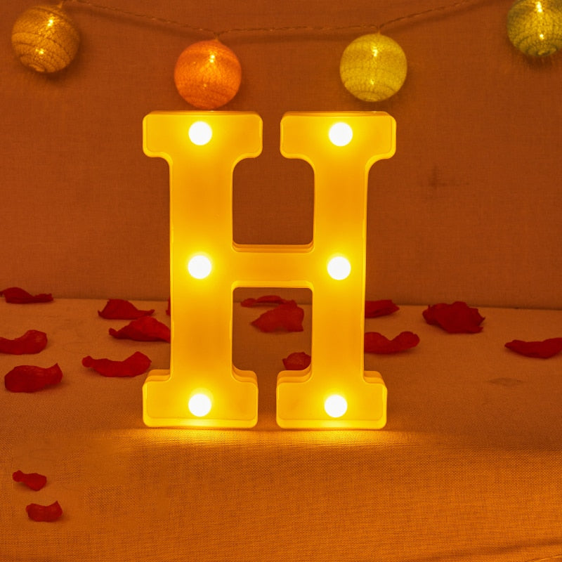 Alphabet Letter LED Lights Luminous Number Lamp Decor Battery Night Light for home Wedding Birthday party Decoration