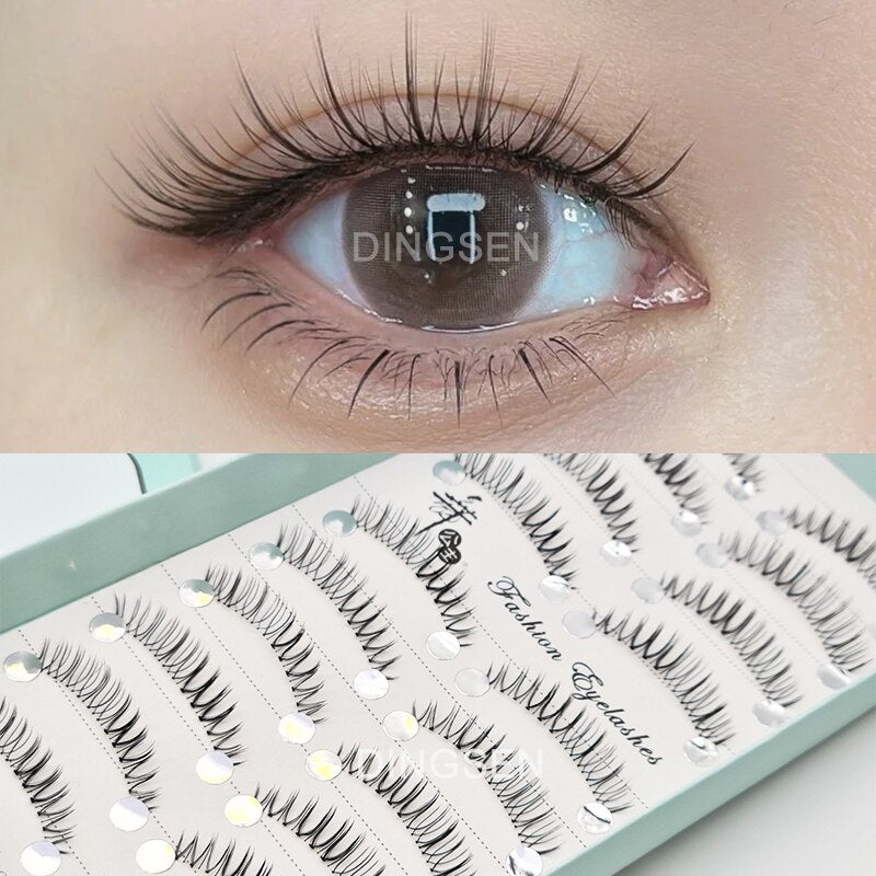 Manga Lashes Faux Cils 3/5/10 Pairs Lashes Soft and Slender False Eyelashes Transparent Stem Eyelashes Lash Extension