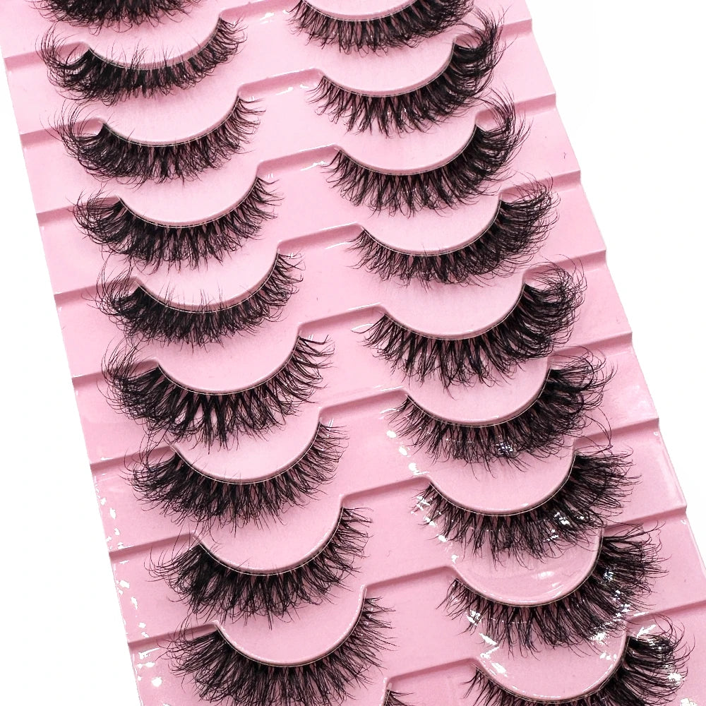Invisible band Lashes 10 Pairs 3D Faux Mink Lashes Natural short Transparent Terrier Lashes Clear Band Soft Eyelashes Extension