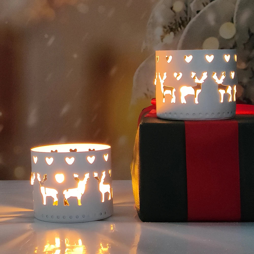 Christmas Iron Hollow Candle Holder Merry Christmas Decorations For Home Table Ornaments Noel Navidad Natal New Year Gifts