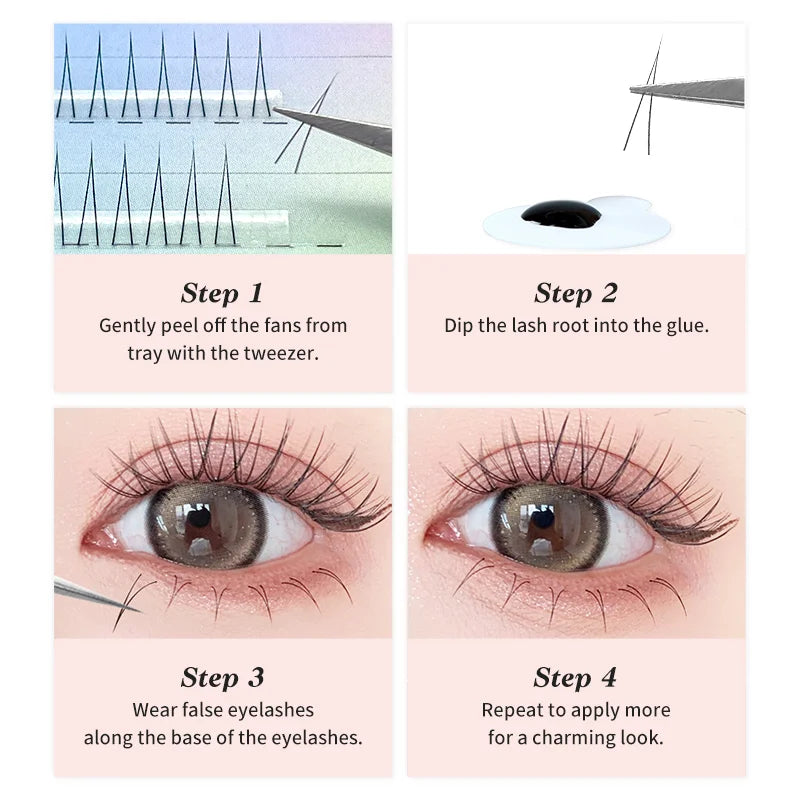 Individual Natural False Lower Eyelashes V Shaped Bottom Lash Extensions DIY Cluster Under Eye Lashes