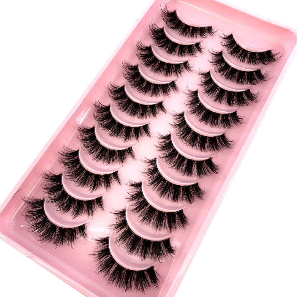 Mink Eyelashes 10 pairs lashes invisible band 3d mink lashes reusable natural false eyelashes