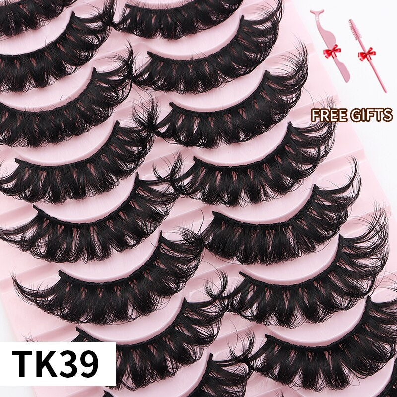 3D Mink Eyelashes Russian False Eyelashes DD Curl 10-23mm Reusable Fluffy False Eyelashes Extensions Mink Lashes