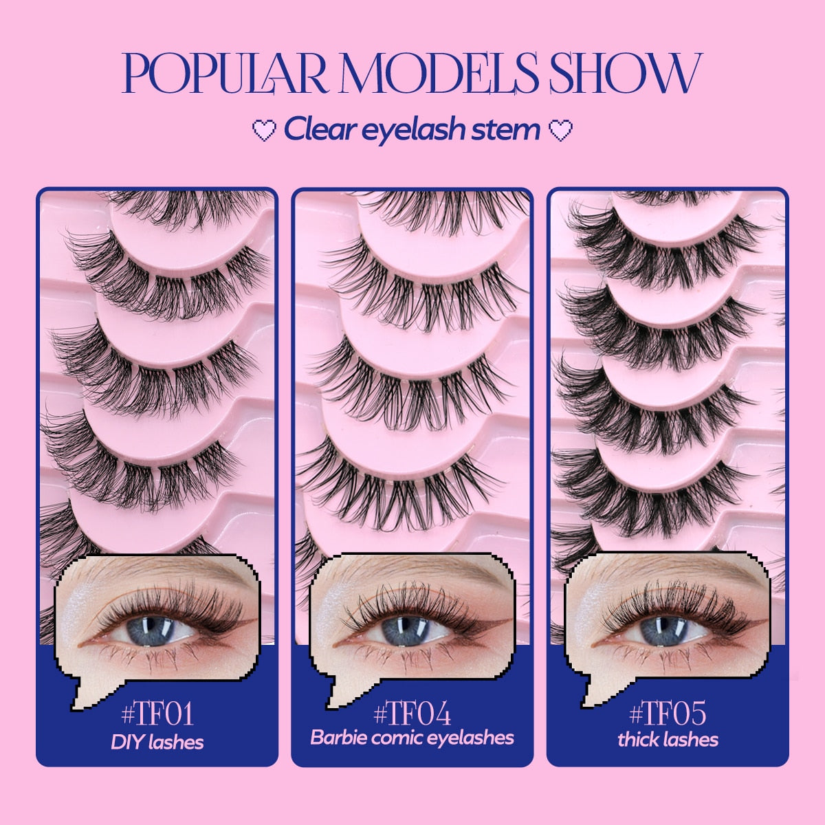 Cat Eye Lashes Invisible Band Natural Eyelashes Winged End Eye Elongated Cross Cluster Fairy 3D Faux Manga Lashes