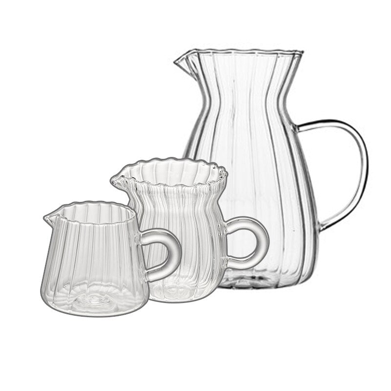 Nordic Transparent Glass Coffee Milk Jug Set With Handle Espresso Coffee Frothing Cup Tea Pitcher Separator Cafe Drinkware