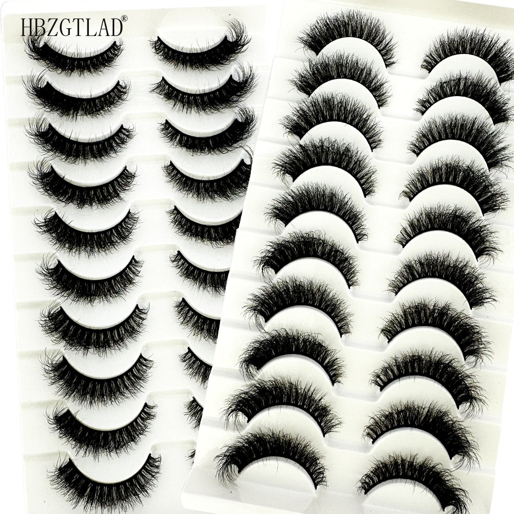 10Pairs Fluffy Lashes 3d Mink Lashes 100% Cruelty Free Lashes Handmade Reusable Short Natural Eyelashes Maquillaje Eyelashes Mink