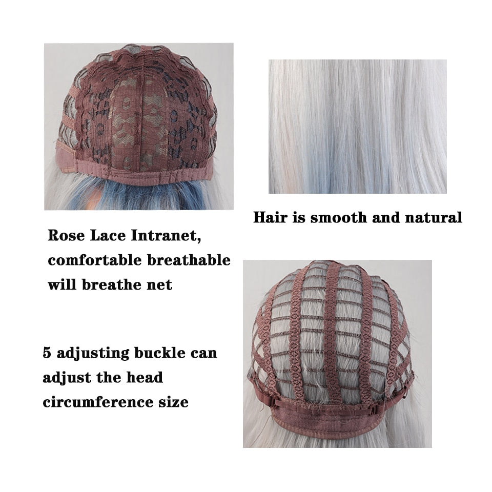 synthesis Long wavy curly girl blonde gradient pink Lolita cosplay curly bangs party wig