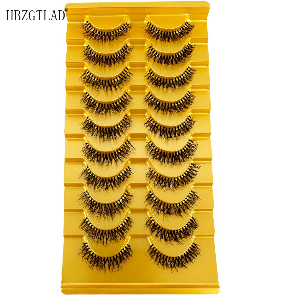 Manga Lashes 10 Pairs 3D Clear Band Lashes Natural Look Wispy Mink Eyelashes short Fluffy Cat Eye Lashes Pack Fake Eyelashes