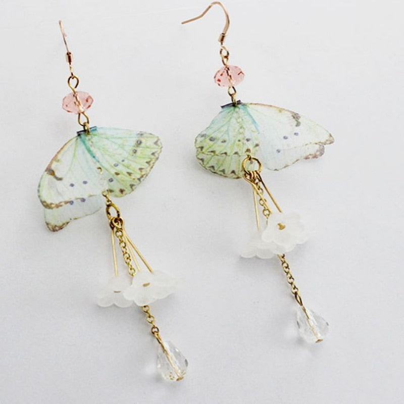 Long Tassel Transparent Yarn Blue Purple Butterfly Earring Drop Earring For Women Girl Party Hot Jewelry