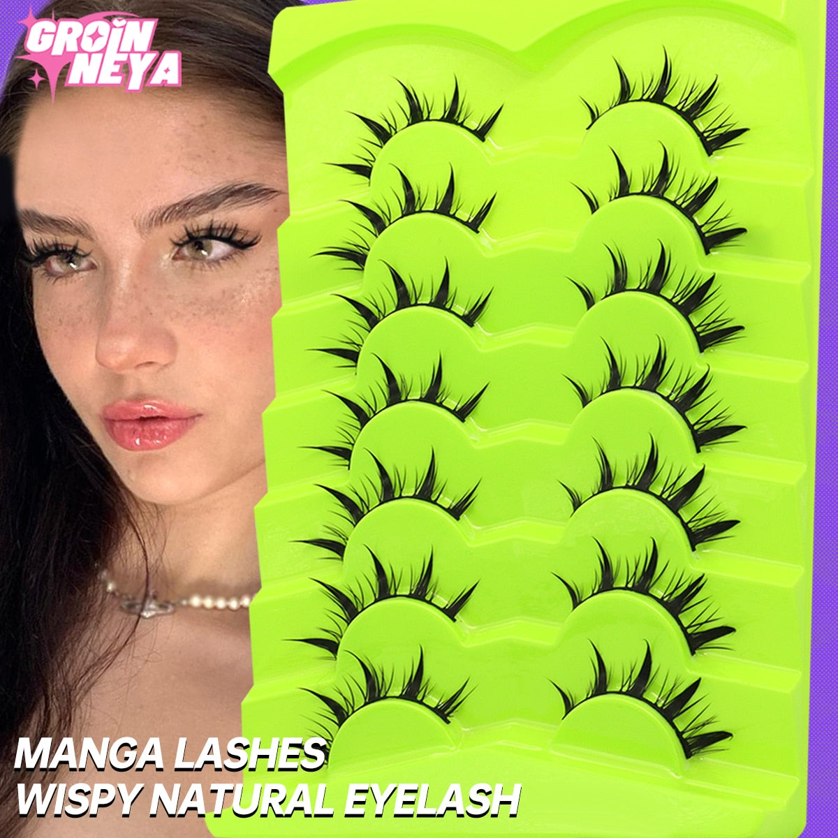 Manga Lashes 5/7 pairs Eyelashes 3D Natural False Lashes Fluffy Soft Cross Wispy Natural Eyelash Extension