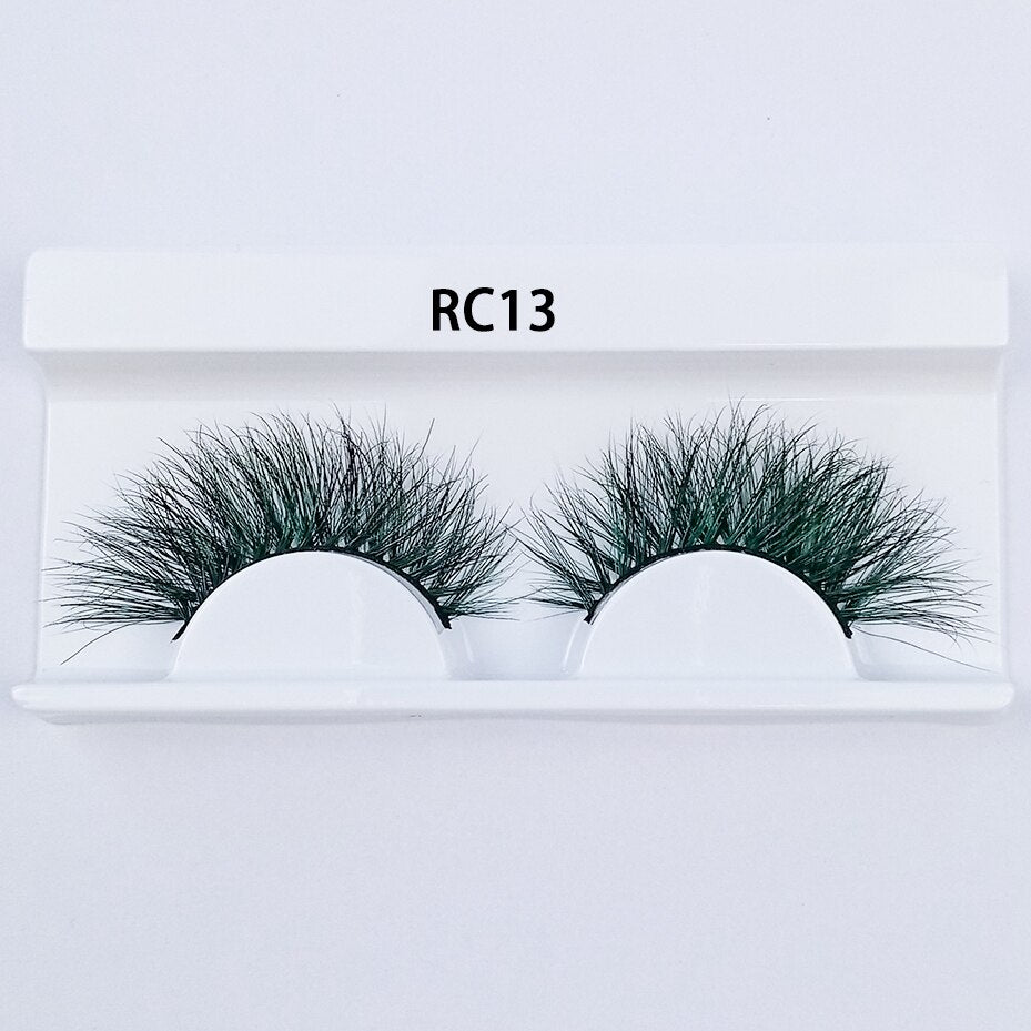 1pair Transparent stem Colored Mink Lashes 15mm-25mm False Eyelashes Soft Tousled 3D Spectacular Long Natural Mink