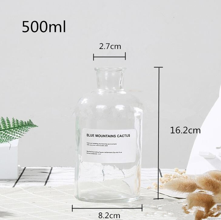 48h Glass Vase Flower Pot Flower Basket Flower Vase Decoration Home Nordic Decoration Dried Flower Hydroponic Small Brown Bottle