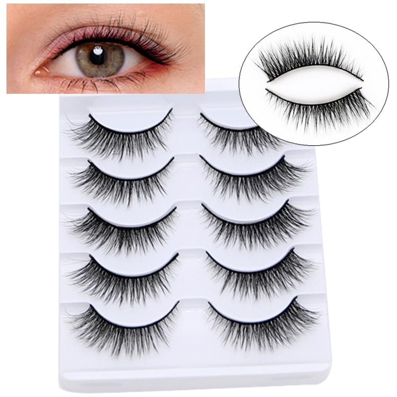 4/5Pair False Eyelashes Handmade Mink Cross Long 3D Winged Eyelash End Eye Elongated Lash Extension Natural