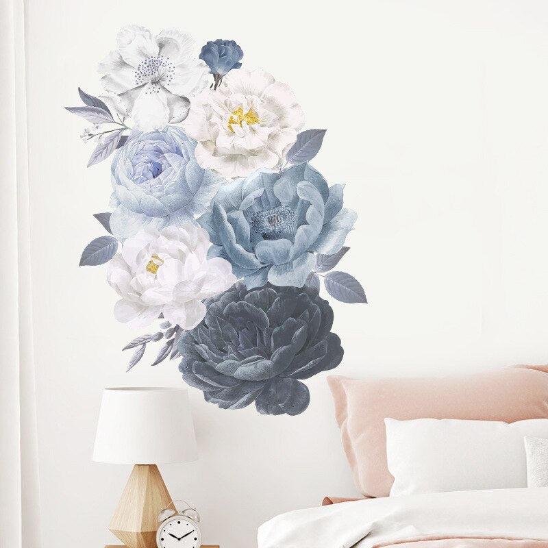 Watercolor Peony Flower Wall Stickers for Home room Background Wall Decor Vinyl Decals